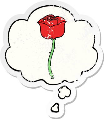 Düşünce baloncuğu olan çizgi film bir insan tarafından çizilmiş yıpranmış bir çıkartma gibi güldü.