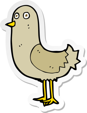 Bir insan tarafından çizilmiş çizgi film kuşunun çıkartması.