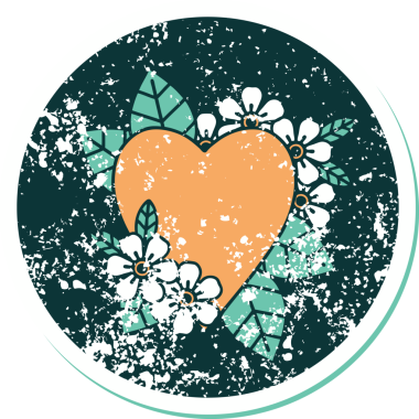 Bir insan tarafından çizilmiş botanik bir kalbin sembolik depresif dövmesi.