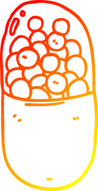 Bir insanın çizdiği çizgi film hapının sıcak gradyan çizgisi.