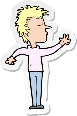 Bir insan tarafından çizilmiş bir karikatür çıkartması.