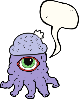 Bir insan tarafından çizilmiş serbest konuşma balonu çizilmiş bir uzaylı şapkası.