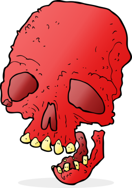 Bir insan tarafından çizilmiş ürkütücü bir kafatası.