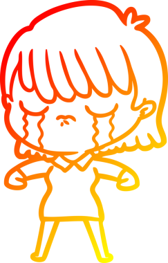 Bir insan tarafından çizilmiş, ağlayan bir çizgi kadın çizimi.