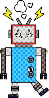 bir insan tarafından çizilmiş bir robotun çizgi roman tarzı