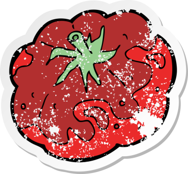 Bir insan tarafından çizilmiş bir domatesin gerilimli çıkartması.