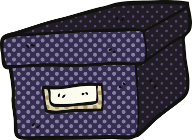 bir insan tarafından çizilmiş çizgi roman tarzı eski dosya kutusu