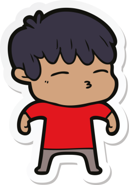 Bir insan tarafından çizilmiş meraklı bir çocuğun çıkartması.