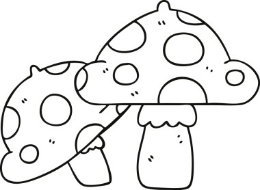 Bir insan tarafından çizilmiş garip mantar çizimleri.