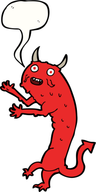 Bir insan tarafından çizilmiş konuşma balonlu bir şeytan.