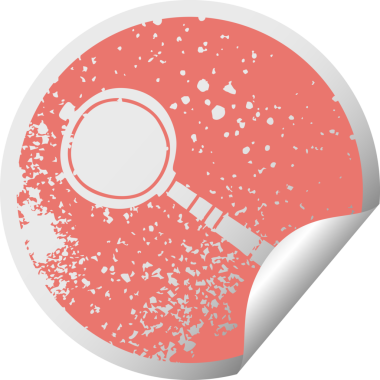 Sıkıntılı dairesel soyma etiketi bir insan tarafından çizilmiş ilginç bir büyüteç.