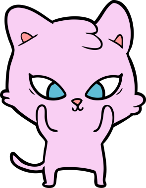 Bir insan tarafından çizilmiş sevimli çizgi film kedisi.