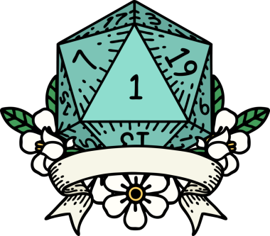 Retro Dövme Biçimi Doğal Bir d20 zar bir insan tarafından çizildi