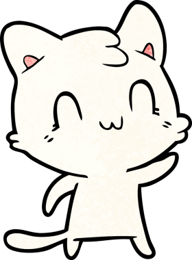 Bir insan tarafından çizilmiş mutlu bir kedi.