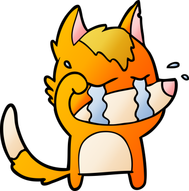 Bir insan tarafından çizilmiş üzgün küçük tilki çizgi film karakteri.