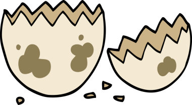 Bir insan tarafından çizilmiş kırık yumurta.