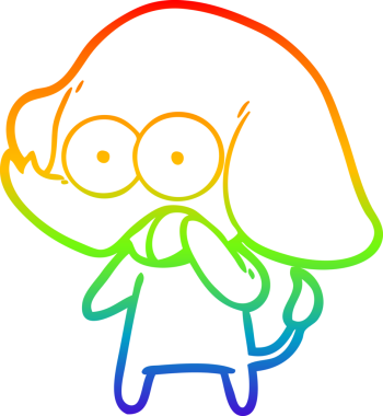 Gökkuşağı gradyan çizgisi bir insan tarafından çizilmiş şirin bir fil çizimi