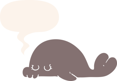 bir insan tarafından çizilmiş, konuşma baloncuklu karikatür mührü.