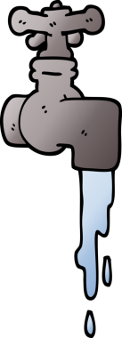 vektör gradyan çizim karikatürü damlayan musluk bir insan tarafından çizildi