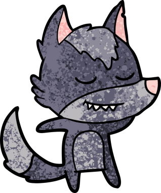 Bir insan tarafından çizilmiş dost canlısı bir kurt.