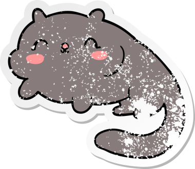 Bir insan tarafından çizilmiş karikatür bir kedinin sıkıntılı çıkartması.