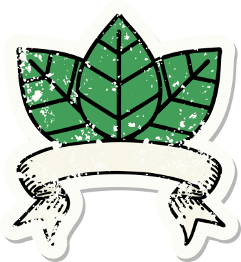 Bir insan tarafından çizilmiş yaprak sancağı olan eski bir etiket