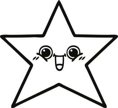 Bir insan tarafından çizilmiş altın yıldızın çizgi çizimi.