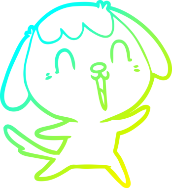 Bir insan tarafından çizilmiş şirin bir çizgi köpeğin soğuk gradyan çizgisi.