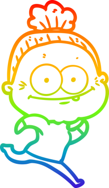 Gökkuşağı gradyan çizgi çizimi Bir insan tarafından çizilmiş mutlu yaşlı kadın