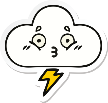 Bir insan tarafından çizilmiş şirin bir gökgürültüsü bulutunun çıkartması.