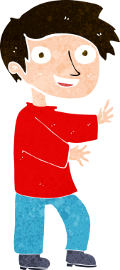 Bir insan tarafından çizilmiş heyecanlı bir çocuk.