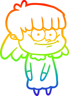 Bir insan tarafından çizilmiş gülümseyen bir karikatür çizimi.