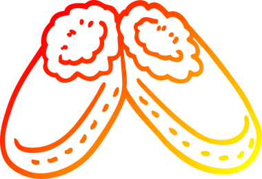 Bir insan tarafından çizilmiş rahat terliklerin çizgi çizimi.