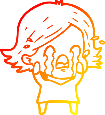 Bir insan tarafından çizilmiş, ağlayan bir çizgi kadın çizimi.