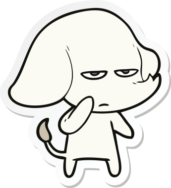 Bir insan tarafından çizilmiş kızgın bir filin çıkartması.