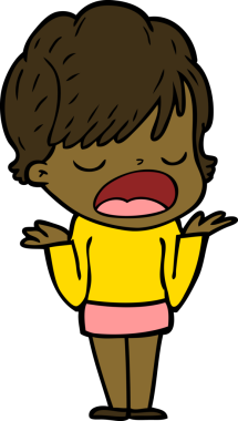 Bir insan tarafından çizilmiş bir karikatür kadın konuşuyor.