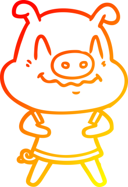 Bir insan tarafından çizilmiş gergin bir domuz çizgi çizimi.