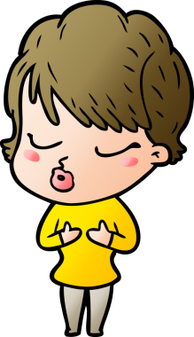 Bir insan tarafından çizilmiş gözleri kapalı çizgi film kadını.