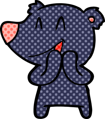 Bir insan tarafından çizilmiş gülen ayı çizgi filmi.