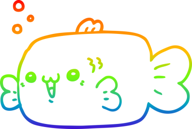 gökkuşağı gradyan çizgisi bir insan tarafından çizilmiş karikatür balığı çizimi