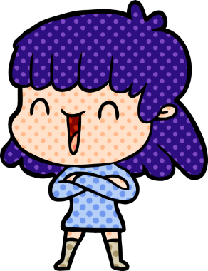 Bir insan tarafından çizilmiş bir çizgi film kadını.