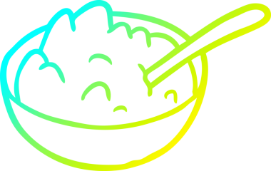 Bir insan tarafından çizilmiş bir kase lapanın soğuk gradyan çizgisi.