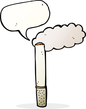 Bir insan tarafından çizilmiş konuşma baloncuklu çizgi film sigarası.