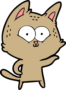 Bir insan tarafından çizilmiş çizgi film kedisi.