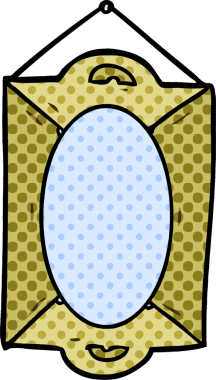 Bir insan tarafından çizilmiş eski bir ayna çerçevesi.