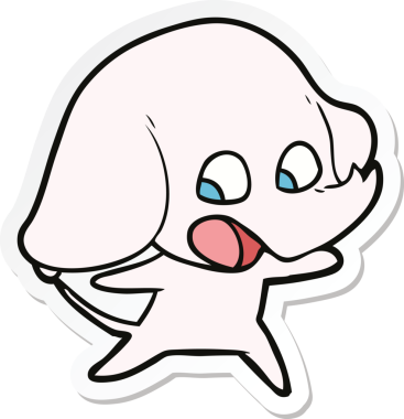 Bir insan tarafından çizilmiş şirin bir fil çıkartması.