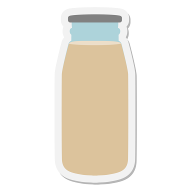 Bir insan tarafından çizilmiş çikolatalı süt etiketi.