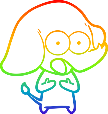 Gökkuşağı gradyan çizgisi bir insan tarafından çizilmiş şirin bir fil çizimi