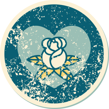 Bir insan tarafından çizilmiş kalp ve çiçeklerin sembolik depresif dövme şekli