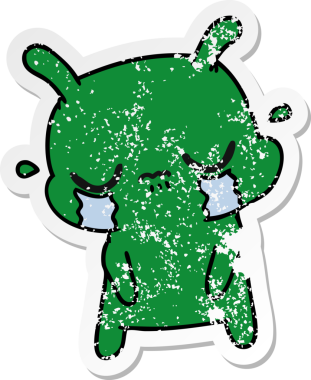 Bir insan tarafından çizilmiş üzgün, şirin uzaylı karikatürü.